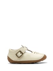 Clarks White Wide Fit (G) Patent Tiny Skip Toddler Shoes - Image 1 of 7