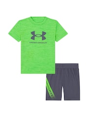 Under Armour Green Tech Fade T-Shirt and Shorts Set - Image 1 of 3
