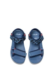 Clarks Blue Kids Wide Fit Peak Web Sandals - Image 5 of 8