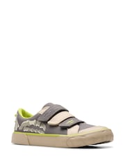 Clarks Grey Kids Foxing Stomp Canvas Trainers - Image 3 of 7