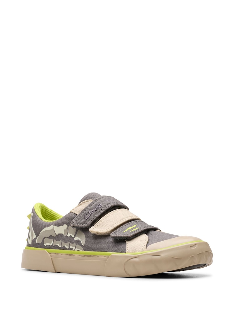 Clarks Grey Kids Foxing Stomp Canvas Trainers - Image 3 of 7