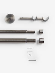 Pewter Grey Extendable Double Curtain & Voile Pole Kit - Image 3 of 4