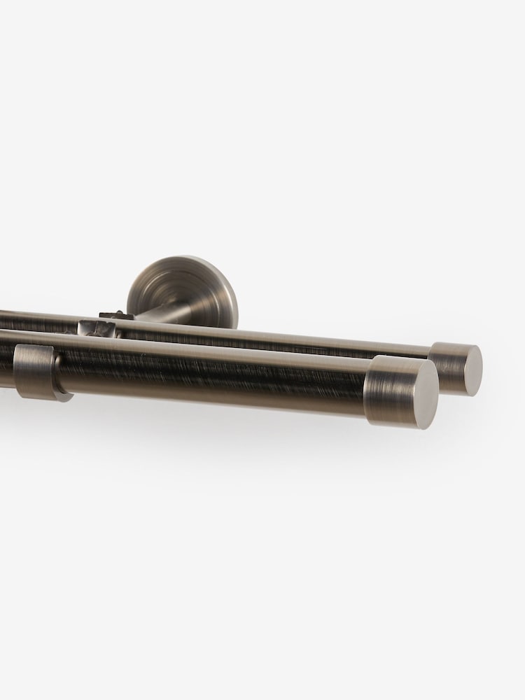 Pewter Grey Extendable Double Curtain & Voile Pole Kit - Image 4 of 4