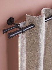 Black Extendable Double Curtain & Voile Pole Kit - Image 1 of 3
