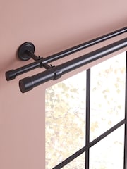 Black Extendable Double Curtain & Voile Pole Kit - Image 2 of 3