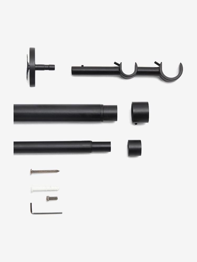 Black Extendable Double Curtain & Voile Pole Kit - Image 3 of 3