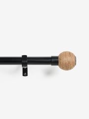 Black/Natural Jute Ball Finial Extendable 28mm Curtain Pole Kit - Image 1 of 4