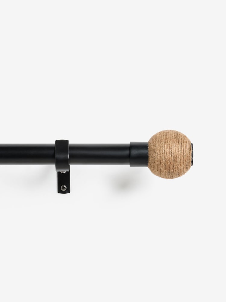 Black/Natural Jute Ball Finial Extendable 28mm Curtain Pole Kit - Image 1 of 4