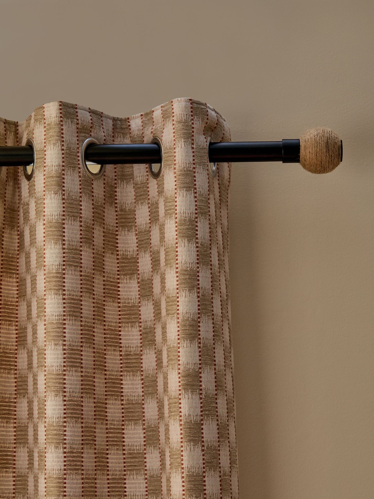 Black/Natural Jute Ball Finial Extendable 28mm Curtain Pole Kit - Image 2 of 4