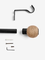 Black/Natural Jute Ball Finial Extendable 28mm Curtain Pole Kit - Image 4 of 4