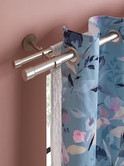 Brushed Silver Extendable Double Curtain & Voile Pole Kit - Image 1 of 4