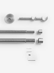 Brushed Silver Extendable Double Curtain & Voile Pole Kit - Image 3 of 4