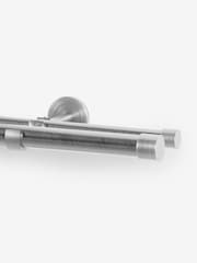 Brushed Silver Extendable Double Curtain & Voile Pole Kit - Image 4 of 4