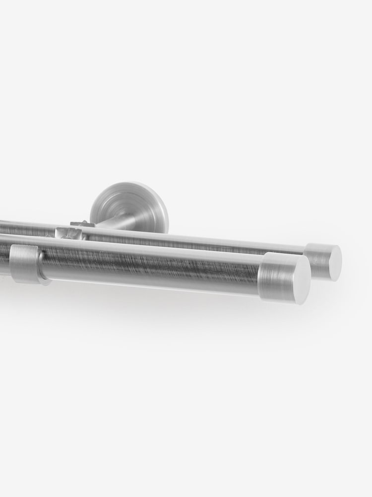 Brushed Silver Extendable Double Curtain & Voile Pole Kit - Image 4 of 4