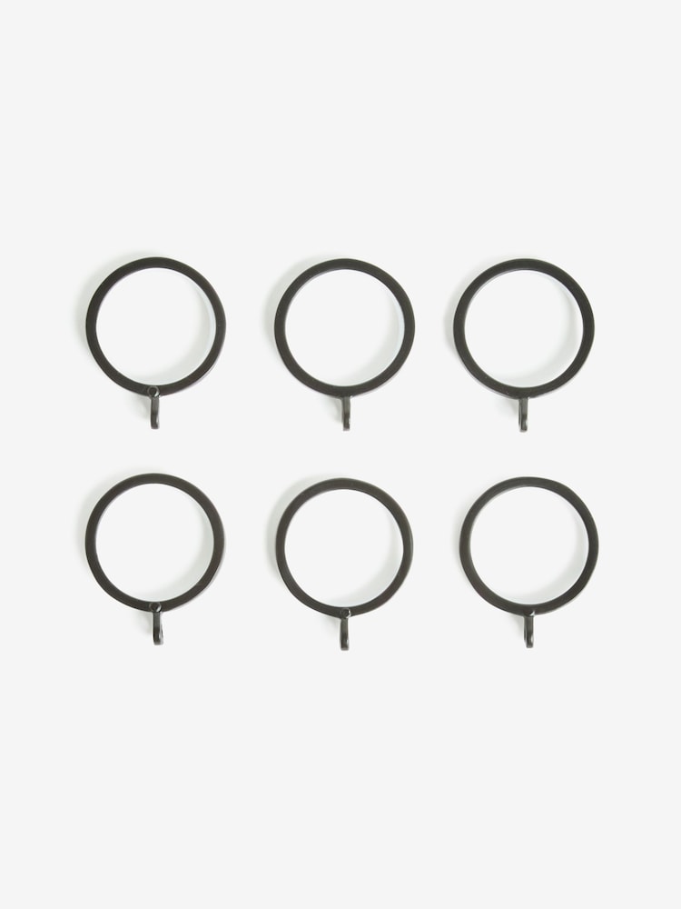 10 Pack Black 28mm Diameter Premium Silent Curtain Pole Rings - Image 2 of 3