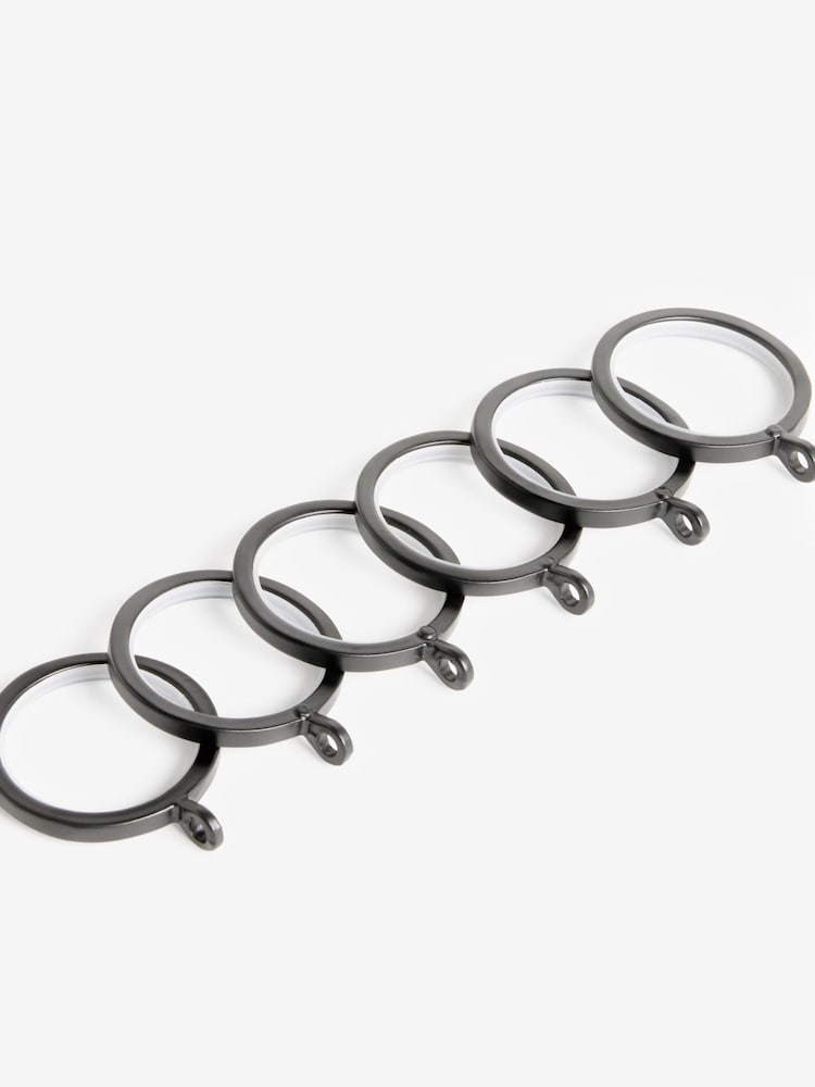 10 Pack Black 28mm Diameter Premium Silent Curtain Pole Rings - Image 3 of 3