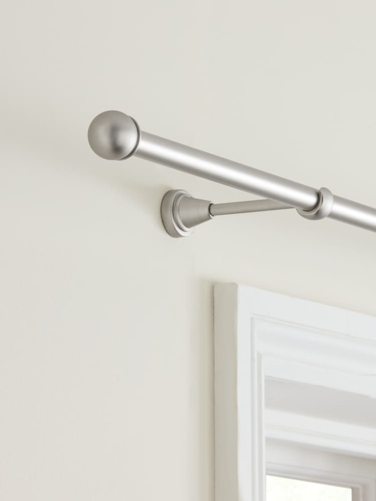 Brushed Silver Gloucester Ball Finial Extendable 19mm Curtain Pole Kit - Image 2 of 4