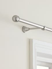 Brushed Silver Gloucester Ball Finial Extendable 19mm Curtain Pole Kit - Image 3 of 4