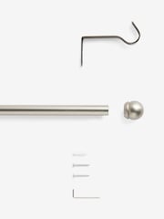 Brushed Silver Gloucester Ball Finial Extendable 19mm Curtain Pole Kit - Image 4 of 4