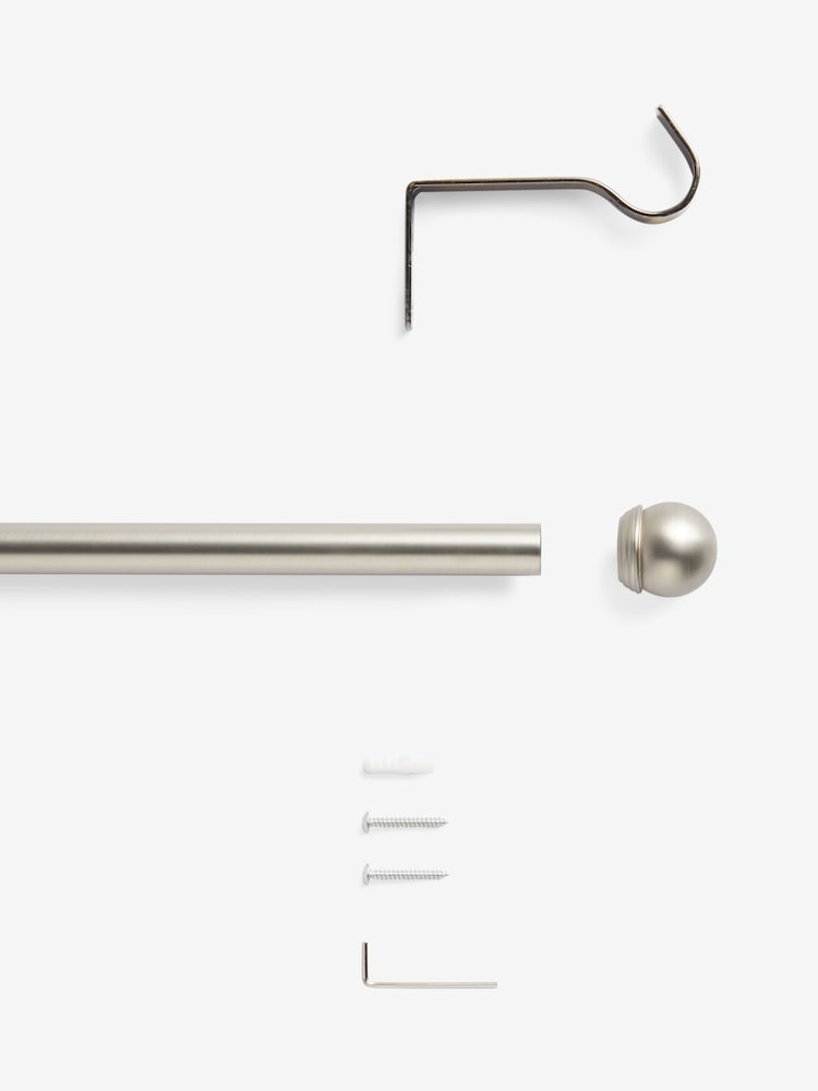 Brushed Silver Gloucester Ball Finial Extendable 19mm Curtain Pole Kit - Image 4 of 4