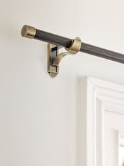Antique Brass/Dark Wood Effect Klick Fit Stud Finial Extendable Curtain Pole Kit - Image 4 of 5