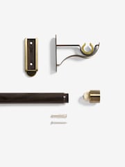 Antique Brass/Dark Wood Effect Klick Fit Stud Finial Extendable Curtain Pole Kit - Image 5 of 5