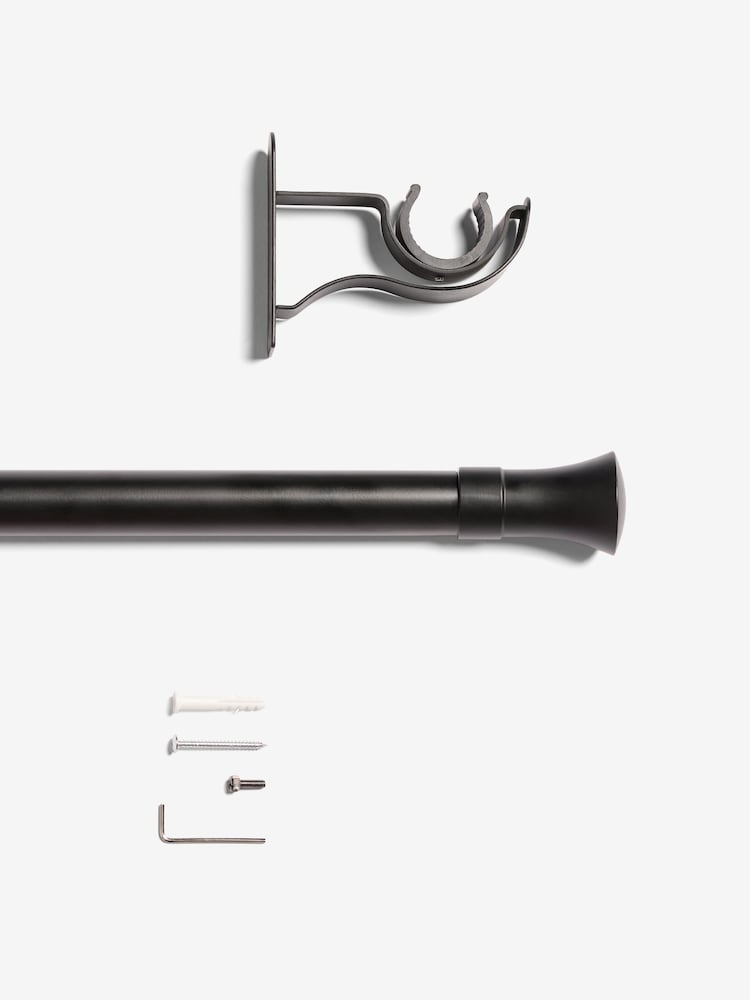 Black Klick Fit 28mm Trumpet Finial Extendable Curtain Pole Kit - Image 5 of 5