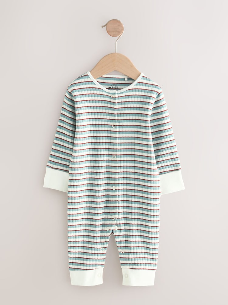 Blue Romper Striped 100% Cotton Sleepsuit - Image 1 of 4