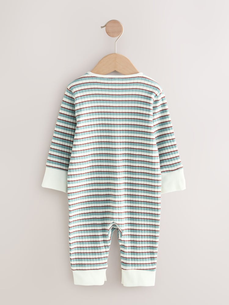 Blue Romper Striped 100% Cotton Sleepsuit - Image 2 of 4