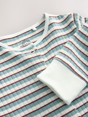 Blue Romper Striped 100% Cotton Sleepsuit - Image 3 of 4