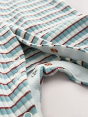 Blue Romper Striped 100% Cotton Sleepsuit - Image 4 of 4