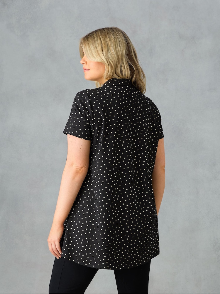 Live Unlimited Black Curve- Mono Spot Jersey Relaxed Shirt - Image 3 of 3