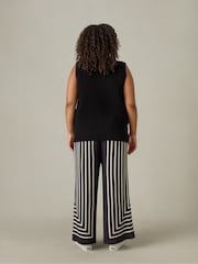 Live Unlimited Black Live Unlimited Curve Mono Stripe Wide Leg Black Trousers - Image 2 of 8
