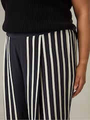 Live Unlimited Black Live Unlimited Curve Mono Stripe Wide Leg Black Trousers - Image 4 of 8
