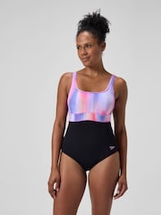 Speedo Black Shaping Contour Eclipse Printed Swimsuit - Image 2 of 6