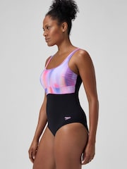 Speedo Black Shaping Contour Eclipse Printed Swimsuit - Image 4 of 6
