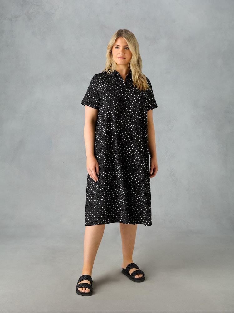 Live Unlimited Black Curve- Mono Jersey Shirt Dress - Image 1 of 3