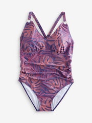 Speedo Blue Plus Size Shaping Printed V-Neck Swimsuit - Image 8 of 8