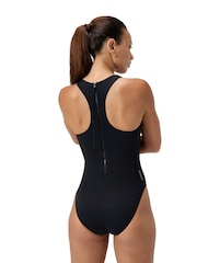 Speedo Black Racer Zip Swimsuit with Built in Swim Bra - Image 2 of 7