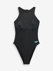 Speedo Black Racer Zip Swimsuit with Built in Swim Bra - Image 7 of 7