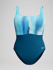 Speedo Green Shaping Contour Eclipse Printed Swimsuit - Image 6 of 6