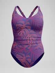 Speedo Blue Shaping Printed V-Neck Swimsuit - Image 6 of 6
