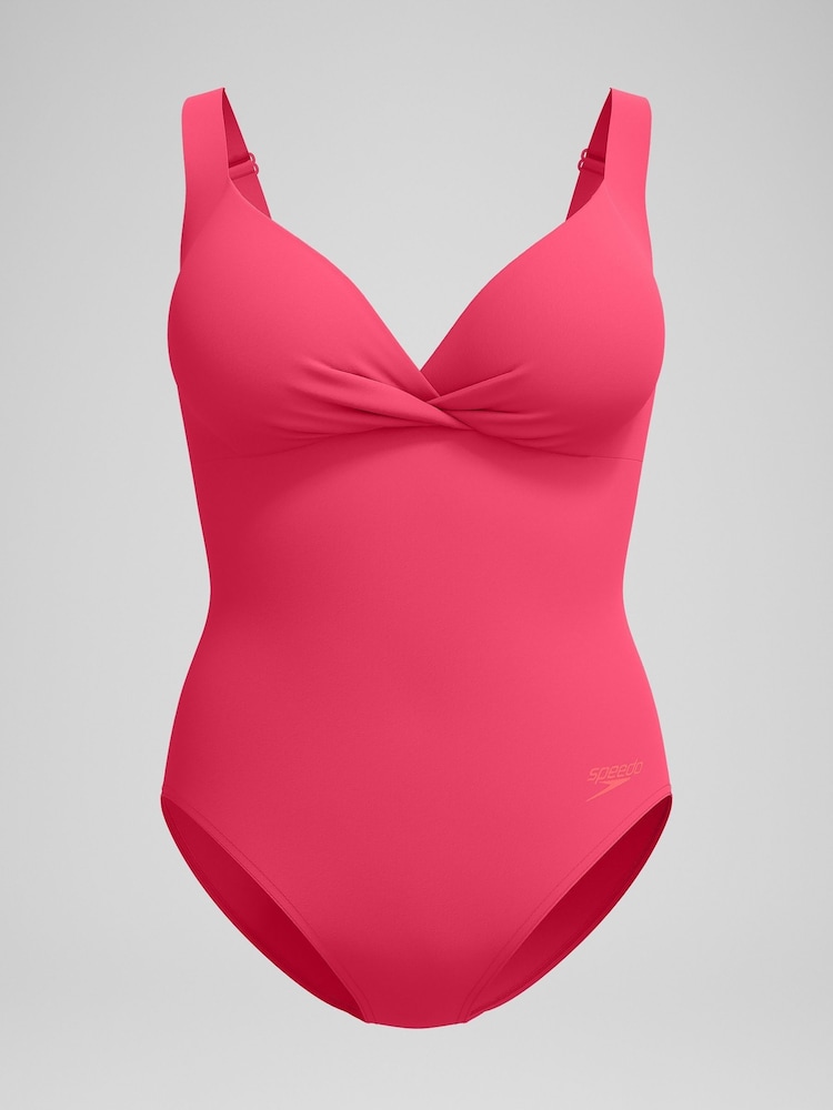 Speedo Pink Shaping Cross Knot Swimsuit - Image 6 of 6