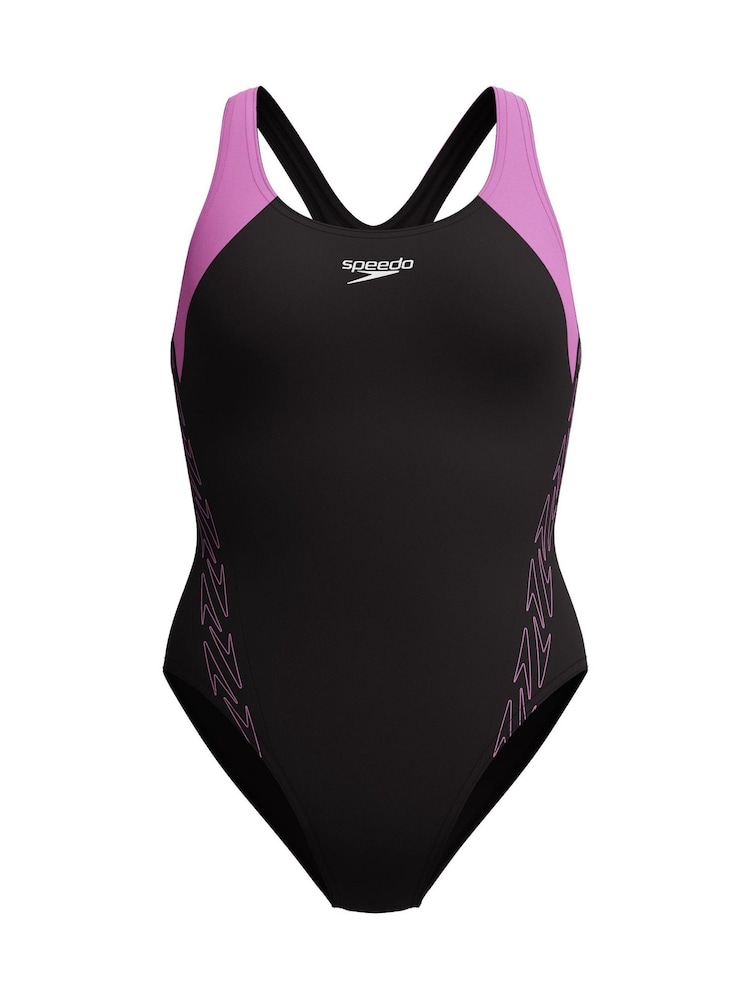 Speedo Black Hyperboom Splice Racerback Swimsuit - Image 2 of 8 Speedo Black Hyperboom Splice Racerback Swimsuit - Image 2 of 8