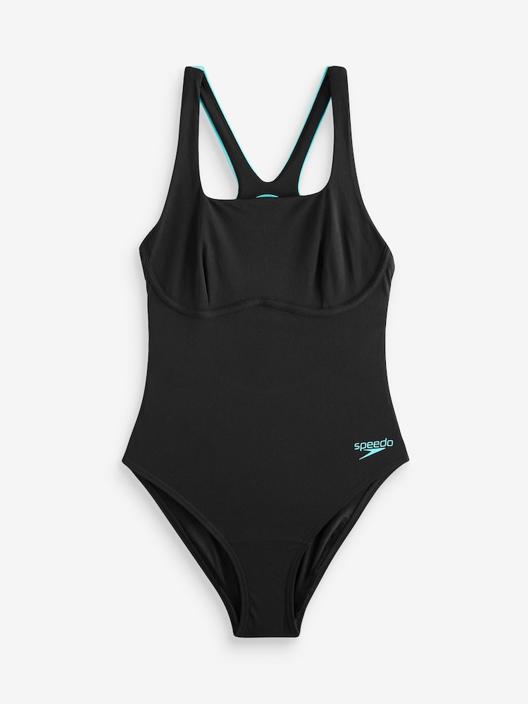 Speedo Black Flex Band Swimsuit with Built in Swim Bra - Image 7 of 7