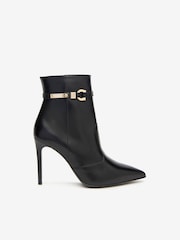 NeroGiardini Black Leather Pointed Heeled Ankle Boots - Image 3 of 6
