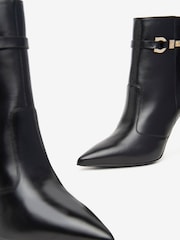 NeroGiardini Black Leather Pointed Heeled Ankle Boots - Image 5 of 6