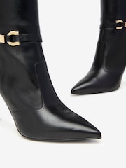 NeroGiardini Black Leather Pointed Heeled Knee High Boots - Image 4 of 5