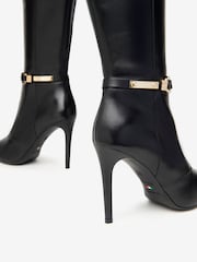 NeroGiardini Black Leather Pointed Heeled Knee High Boots - Image 5 of 5