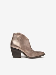 NeroGiardini Gold Leather Western Ankle Boots - Image 2 of 5